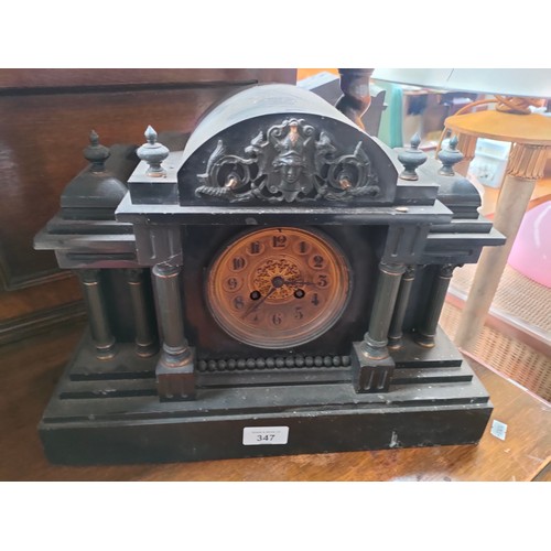 347 - Late 19th Century French slate mantel clock with French movement marked A D Mougin