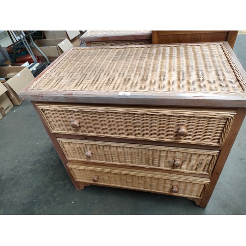 343 - Three drawer wicker chest of drawers