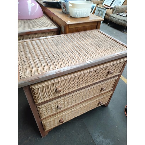 343 - Three drawer wicker chest of drawers