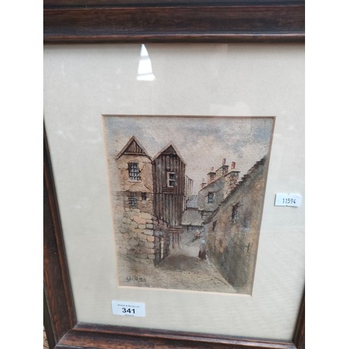 341 - Town scene watercolour signed by James Nimmo and Original watercolour 