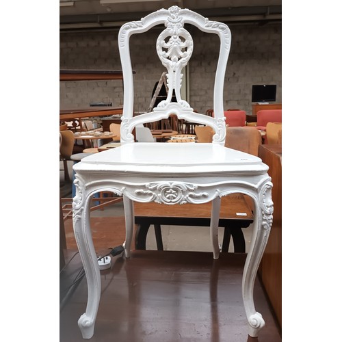 403 - Antique painted white hall chair