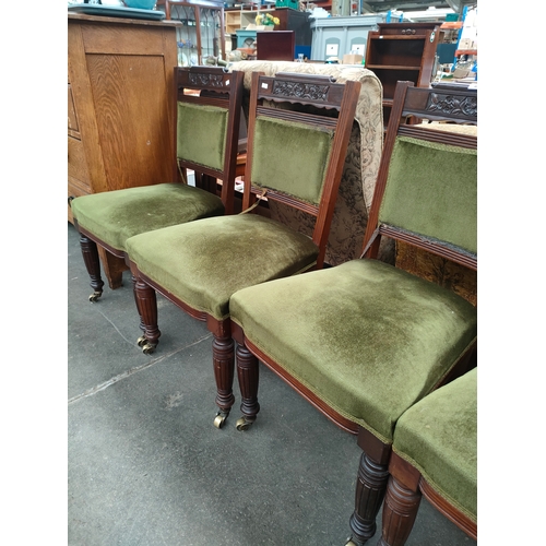 404 - Set of 4 19th century dining room chairs with brass casters