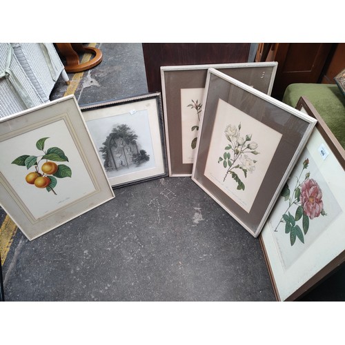 408 - Selection of floral scene framed prints