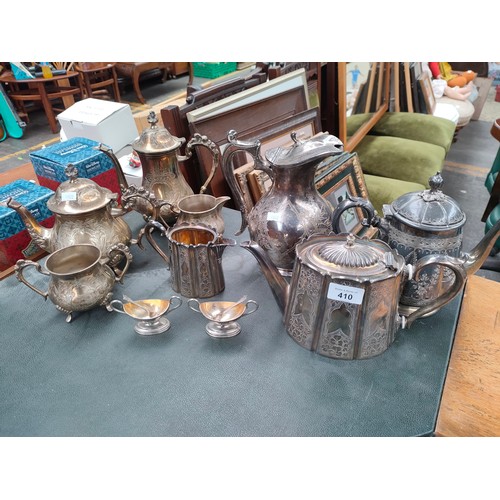 410 - Selection of silver plated tea ware