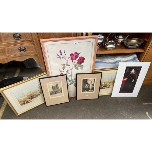 423 - Selection of framed prints and signed etchings