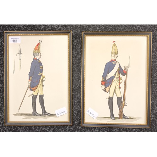 525 - A pair of  framed watercolour/pen depicting military officers.
[32x23cm]