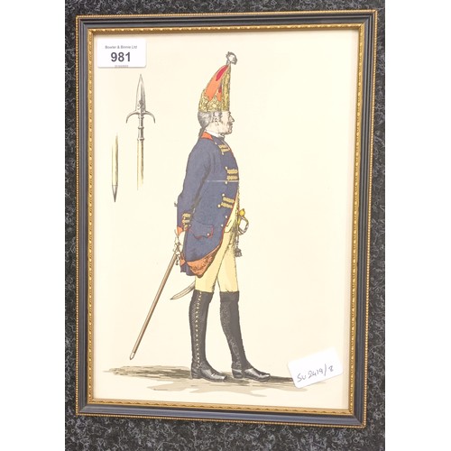 525 - A pair of  framed watercolour/pen depicting military officers.
[32x23cm]