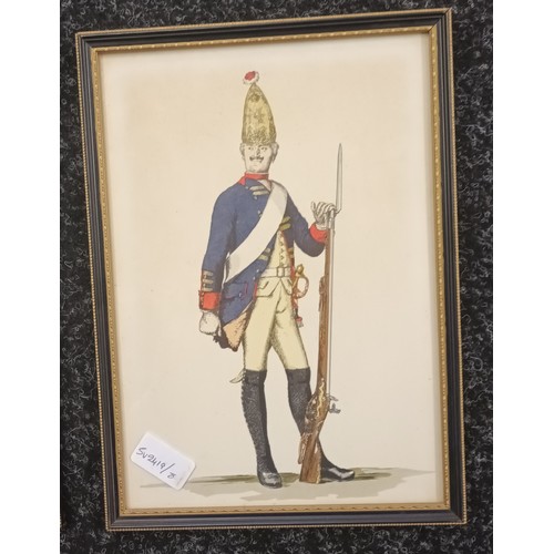 525 - A pair of  framed watercolour/pen depicting military officers.
[32x23cm]