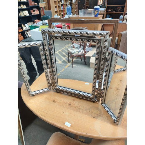 526 - Gold gilt framed dressing table mirror together with silver painted dressing table mirror.