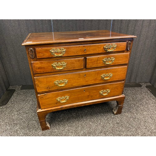 537 - 18th century pedestal chest of drawers, fitted with brass swing handles. [89x94x54cm]