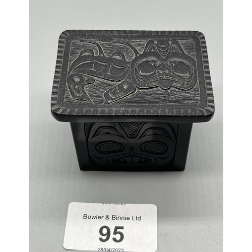 95 - After Denny Dixon, A Reproduction of Haida argillite carving- Dogfish Box. [4.5x6x4.5cm]