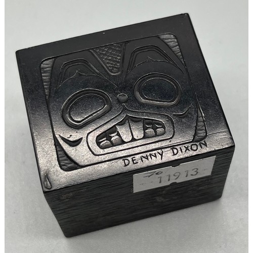 95 - After Denny Dixon, A Reproduction of Haida argillite carving- Dogfish Box. [4.5x6x4.5cm]