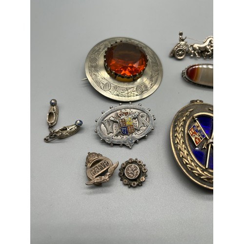 81 - A Collection of silver and jewellery items to include large Victorian London Silver and enamel penda... 