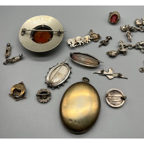 81 - A Collection of silver and jewellery items to include large Victorian London Silver and enamel penda... 