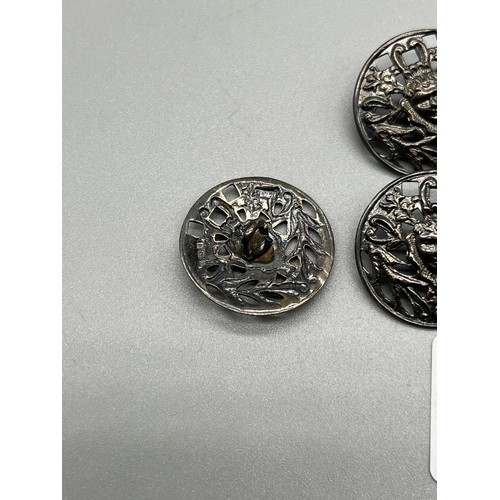 74 - A Set of 6 Art Nouveau inspired Birmingham silver buttons.