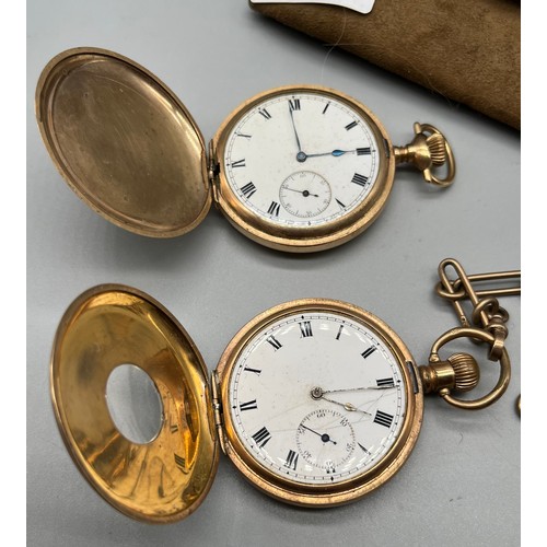 63 - Two antique gold plated pocket watches.