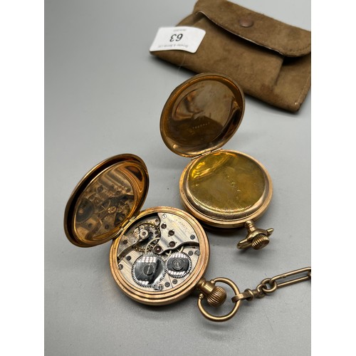 63 - Two antique gold plated pocket watches.