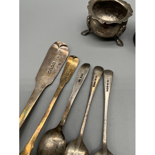 61 - A Selection of silver marked items. Large Victorian London silver serving spoon, Georgian Glasgow si... 