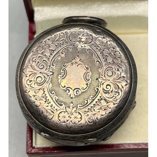 59 - Swiss silver cased fob pocket watch produced by H. Samuel. Comes with a key. [Non Runner]