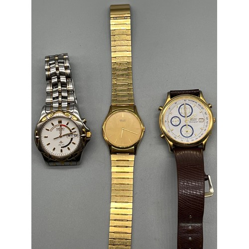 99 - Three vintage Seiko Gent's watches- Kinetic SQ 50, Quartz and Quartz Chronograph