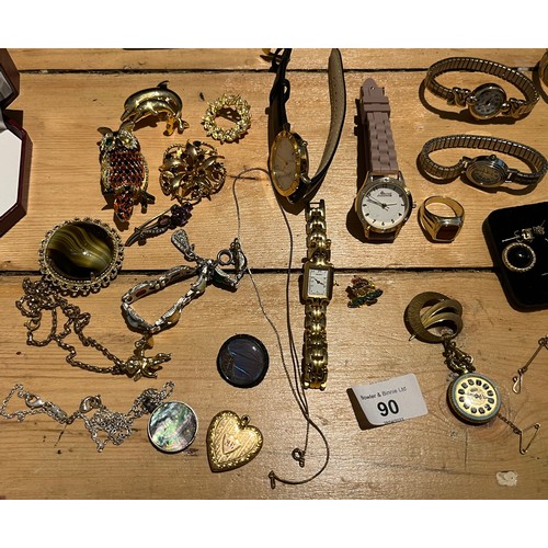 90 - A Collection of silver and costume jewellery. Includes various watches- Lorus & Seiko, various boxed... 