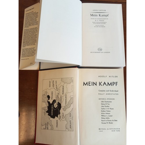 1106 - Two Copies, Of Mein Kampf, By Adolf Hitler, Complete and Unabridged, Fully Annotated Reynal & Hitchc... 