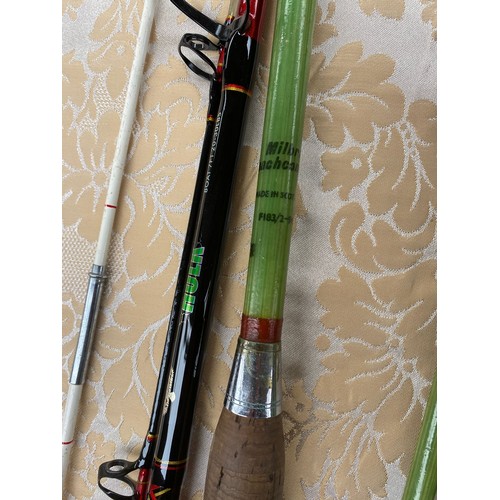 71 - Milbro Beachcomber rod, Fisheagle Hulk Boat rod, Silstar fishing rod and shakespeare spinning rod an... 