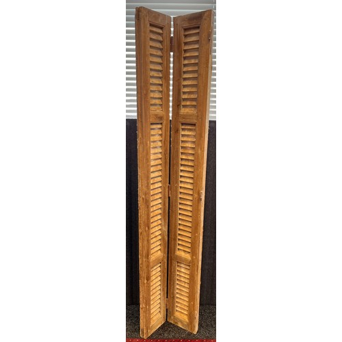 81 - A Pair of large antique pine window shutters. [207.5cm high- 46.5cm wide]