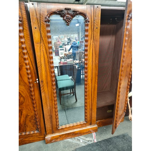 82 - Large Victorian mirror front wardrobe (missing top)