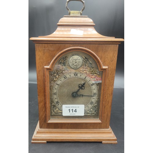 114 - Mahogany cased bracket clock by Tempus Fugit