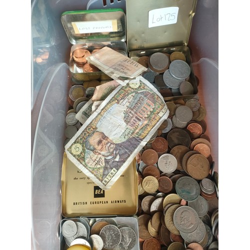 125 - Large box mixed world coins and notes