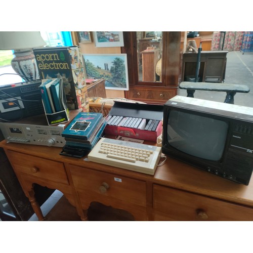 183 - Vintage Acorn electron computer with games , Rotel RD15f Stereo Cassette player, Binatone radio alon... 