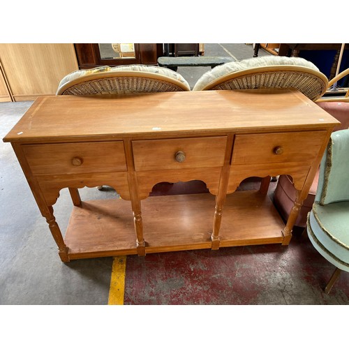 184 - A Pitch Pine 3 Drawer Sideboard