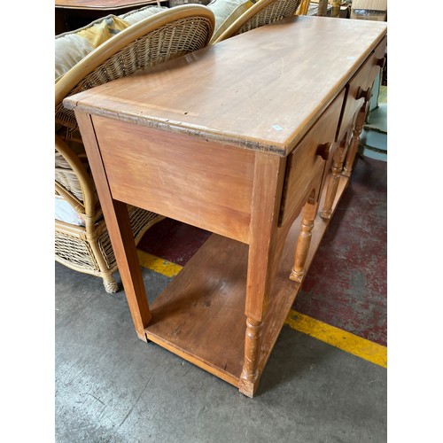 184 - A Pitch Pine 3 Drawer Sideboard