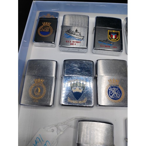 16A - A Collection of 10 vintage Naval Zippo lighters includes U.S.S. Detroit and U.S.S. Douglas.