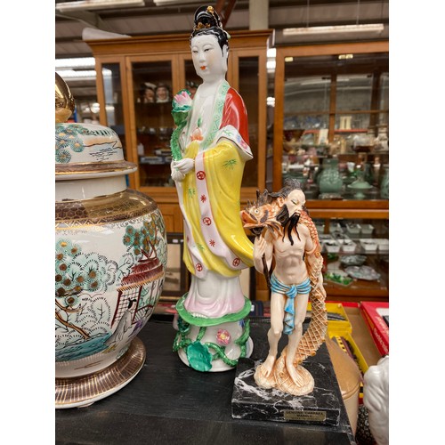 238 - A Selection of oriental Collectables includes Geisha girl temple jar,  Large Geisha girl figure, Ima... 