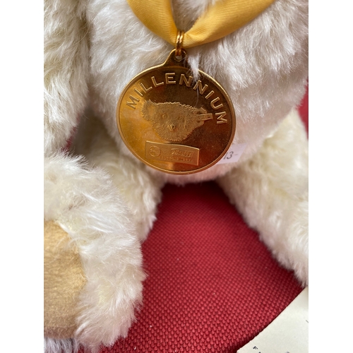 246 - Steiff Millennium Bear Limited Edition Gold Plated Medallion with original tag