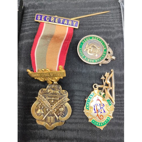 6A - A Collection of 6 various Silver and enamel Buffalo Lodge medals and fob medals.