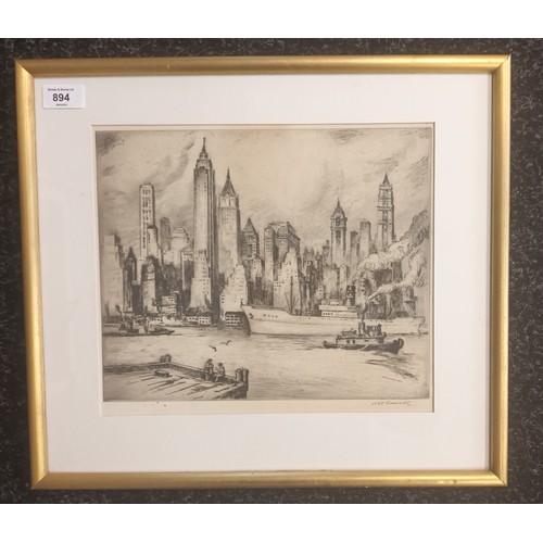 894 - Nat Lowell (1880-1956)
Original etching titled ''New York Skyline'', signed.
[40x46cm]