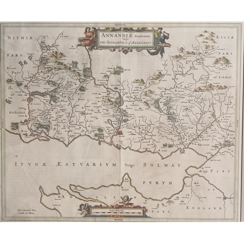 895 - Joan Blaeu
1654 Map of Annandiae Praefectura, Vulgo
The Stewartie of Annandiail (Annadale)
[57x65cm]