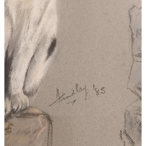 899 - J. Findlay
Pastel titled 'Apotheosis of Thomas' dated Dec 1985 along with another depicting a dog, b... 