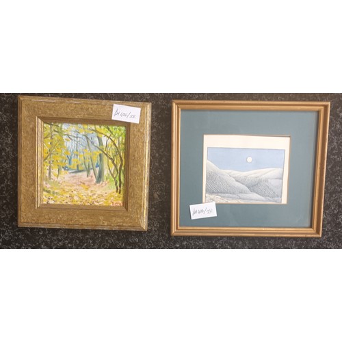 909 - Four various artworks to include 'Door to the sea' by S.D Johnston, original oil by Robin Cole along... 