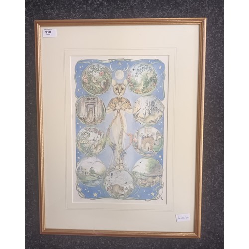 910 - Margaret Walty
Ink and watercolour titled 'Nine Lives' dated 1988.
This featured in the Margaret Wal... 