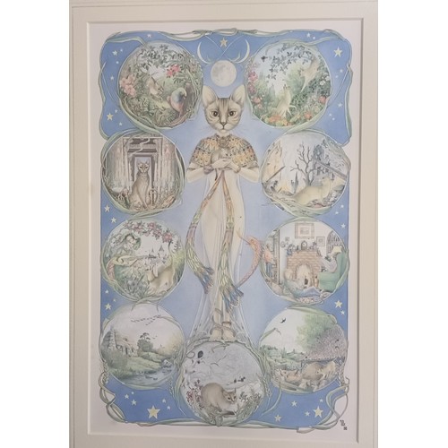 910 - Margaret Walty
Ink and watercolour titled 'Nine Lives' dated 1988.
This featured in the Margaret Wal... 