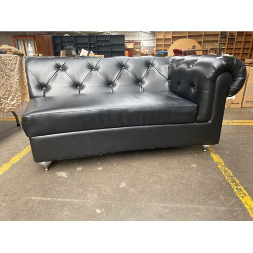 244A - Chesterfield style Black button back chaise lounge