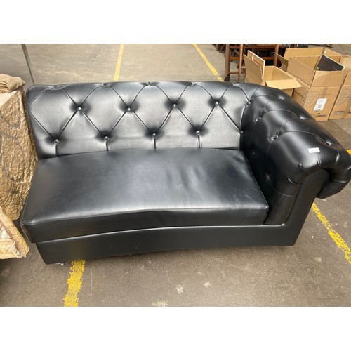 244A - Chesterfield style Black button back chaise lounge