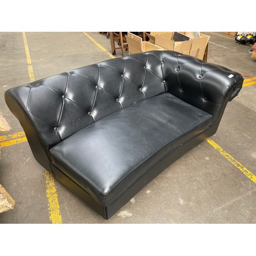 244A - Chesterfield style Black button back chaise lounge