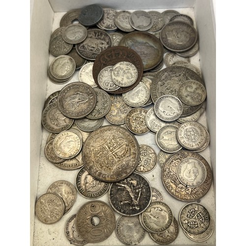 731 - A Collection antique silver coins; includes mostly silver three pence coins.[Silver weight- 229.85gr... 