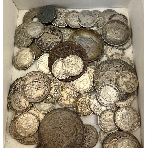 731 - A Collection antique silver coins; includes mostly silver three pence coins.[Silver weight- 229.85gr... 