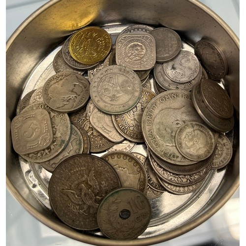 730 - A Collection of antique silver coins; includes American Indian head Five Cents silver coin, 1908 Ame... 